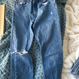 Levi's Women's Relaxed Blue Distressed Jeans